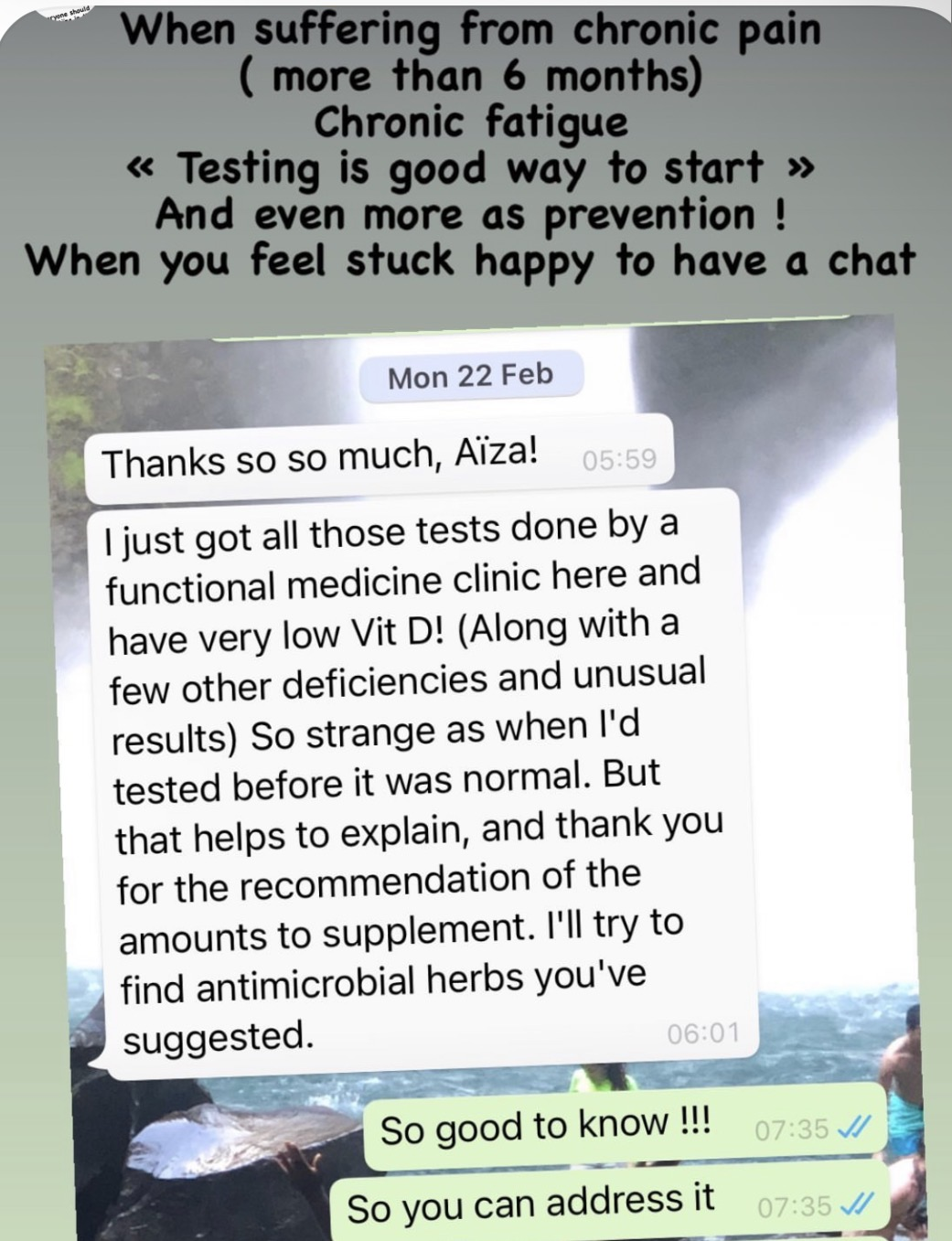 Screenshot of a message discussing test results and thanking Aiza, with the original accompanying caption.
